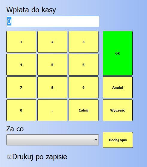 7. Tryb POS Wpłata/ Wypłata z kasy Z poziomu POS programu możliwe jest utworzenie dokumentów kasowych KP oraz KW.