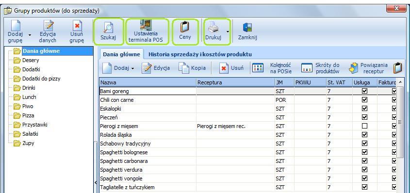 Ustawienia terminala POS Ustawienia grup produktów na ekranie POS.