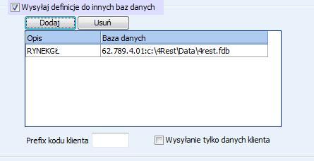 W przypadku korzystania z bazy zlokalizowanej na innym komputerze (pracującym w sieci), w polu 'Położenie bazy danych' należy wybrać 'jest na innym komputerze w sieci' a w polu 'Adres IP komputera'