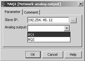 5. Materiały referencyjne Wyjścia sieciowe są nieaktywne w edytorze UDF. 5.1.2.14. Analogowe wyjście sieciowe (tylko 0BA7) Gdy moduł bazowy LOGO!