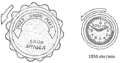 Dźwignią gazu ustawić 2000 2050 obr/min., a następnie pokrętłem R-2 zaciążyć śmigło do 1350 obr/min. Przy zmianie położenia przepustnicy / nie krańcowo / obroty nie powinny ulec zmianie.