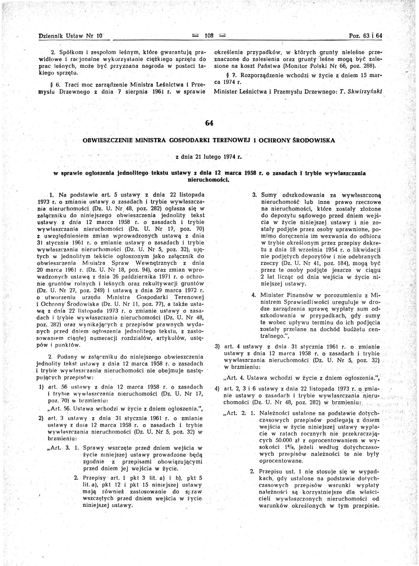 Dziennik Ustaw Nr 10 = 108 - Poz 63 i 64 2.