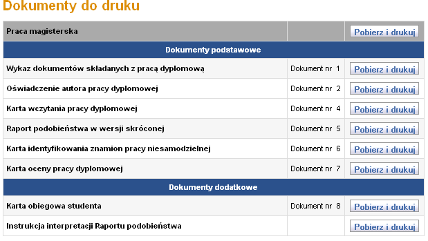 z zakładki [Dokumenty do druku-dokumenty podstawowe], a