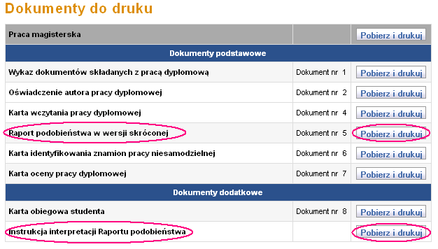 w zakładce [Dokumenty do druku - Dokumenty dodatkowe]. 5.