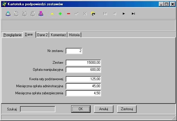 Kartoteka zestawów 120 rat i 240 rat Kartoteka zestawów, to spis wszystkich zestawów, które może zamówić klient.