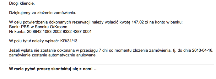 Klikając na przycisk Lista zamówień możemy przeglądnąć historię swoich zamówień.