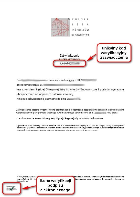 Zaświadczenie ma postać pliku PDF zgodnego ze wzorem tradycyjnych papierowych zaświadczeń, które zostało podpisane elektronicznie przy wykorzystaniu kwalifikowanego podpisu cyfrowego.