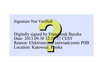 Weryfikacja podpisu elektronicznego Jeśli ikonka podpisu ma postać żółtego znaku