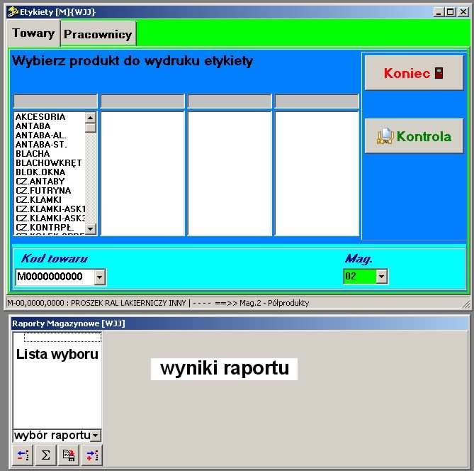 zmieniane. Po starcie programu w tym trybie pojawiają się dwa okienka: Mogą być one dowolnie przesuwane a ich połoŝenie zostanie zapamiętane i odtworzone przy kolejnym otwarciu programu.