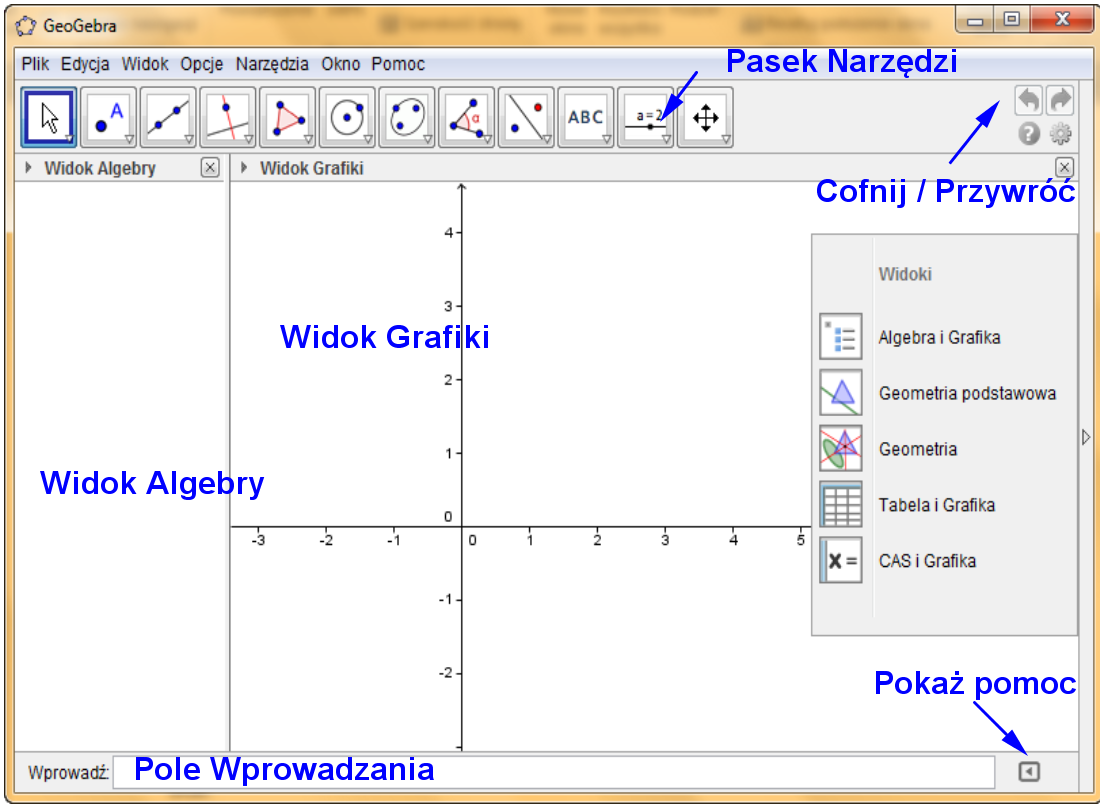 Wprowadzenie i instalacja programu GeoGebra Podstawowe wiadomości o GeoGebrze GeoGebra jest programem dynamicznym, który łączy geometrię, algebrę i analizę matematyczną.