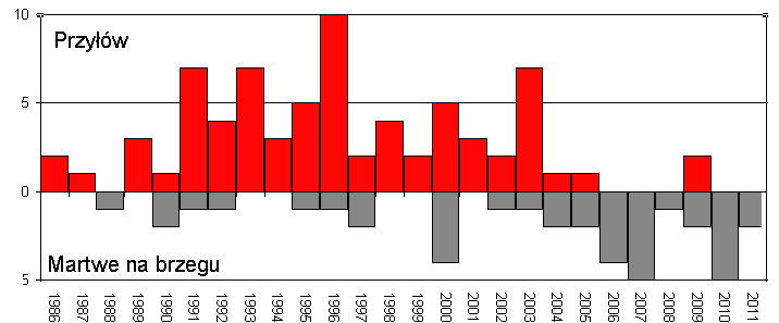 Do 2004 r. przypadki przyłowu zgłaszane były przez rybaków dobrowolnie. W tym okresie zgłoszono 69 przypadków przyłowu morświna. Po roku 2004 zgłoszono taki fakt już tylko trzykrotnie jeden w 2005 r.