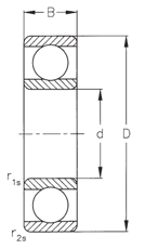 Łożyska specjalne: Łożyska kulkowe podatne (do przekładni falowych). Special bearings: Single row ball bearings with flexible rings.