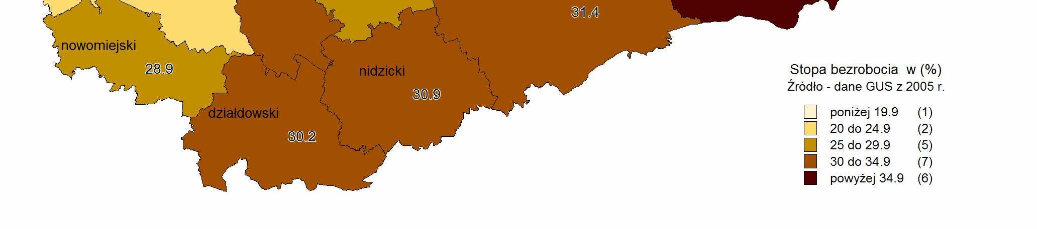 Według danych Urzędów Pracy, w populacji bezrobotnych rejestrowanych w 2004 r.