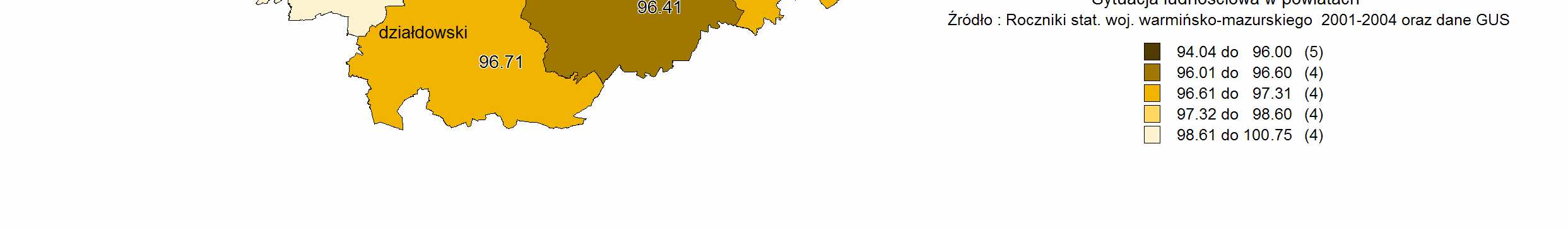 tych obszarów i grozi ich marginalizacją. Rycina nr 2: Przyrost naturalny na 1000 ludności w województwie warmińsko mazurskim i w Polsce w latach 1999 2004.