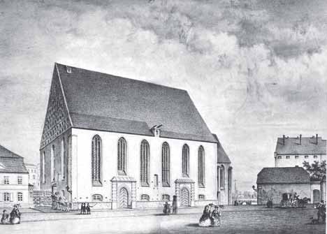 Unterkirche zu Frankfurt an der Oder. Zeichnung um 1860. Stadtarchiv Frankfurt (Oder). Dawny kościół franciszkanów we Frankfurcie nad Odrą. Szkic ok. 1860 r.