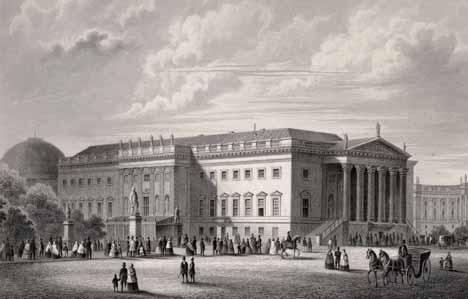 Das Operhaus in Berlin. Stahlstich von J. Gottheil del., Poppel und Kurz, aus: Brandenburgisches Album, hrsg. von B. S. Berendsohn, Hamburg 1856. Stadtarchiv Frankfurt (Oder). Opera Berlińska.