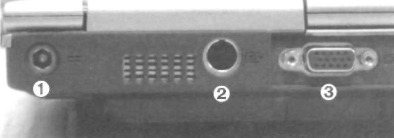 Komputer PC od zewnątrz 19 Na rysunku 1.7 w dolnej części widzimy gniazdo interfejsu FireWire (1) i cztery porty USB (2).