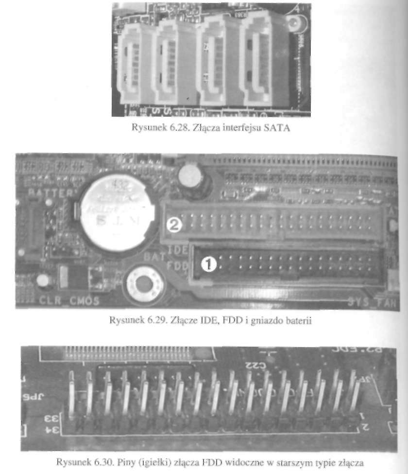 286 Urządzenia techniki komputerowej. Część I Przykładowe elementy płyty głównej Na rysunku 6.