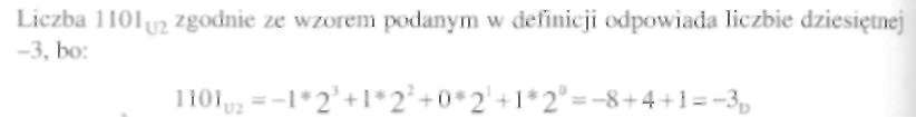 znaczenie). Najpierw zwracamy uwagę, że jeżeli najstarszy (u nas czwarty) bit liczby zapisanej w kodzie U2 jest równy 1, to mamy do czynienia z liczbą ujemną.