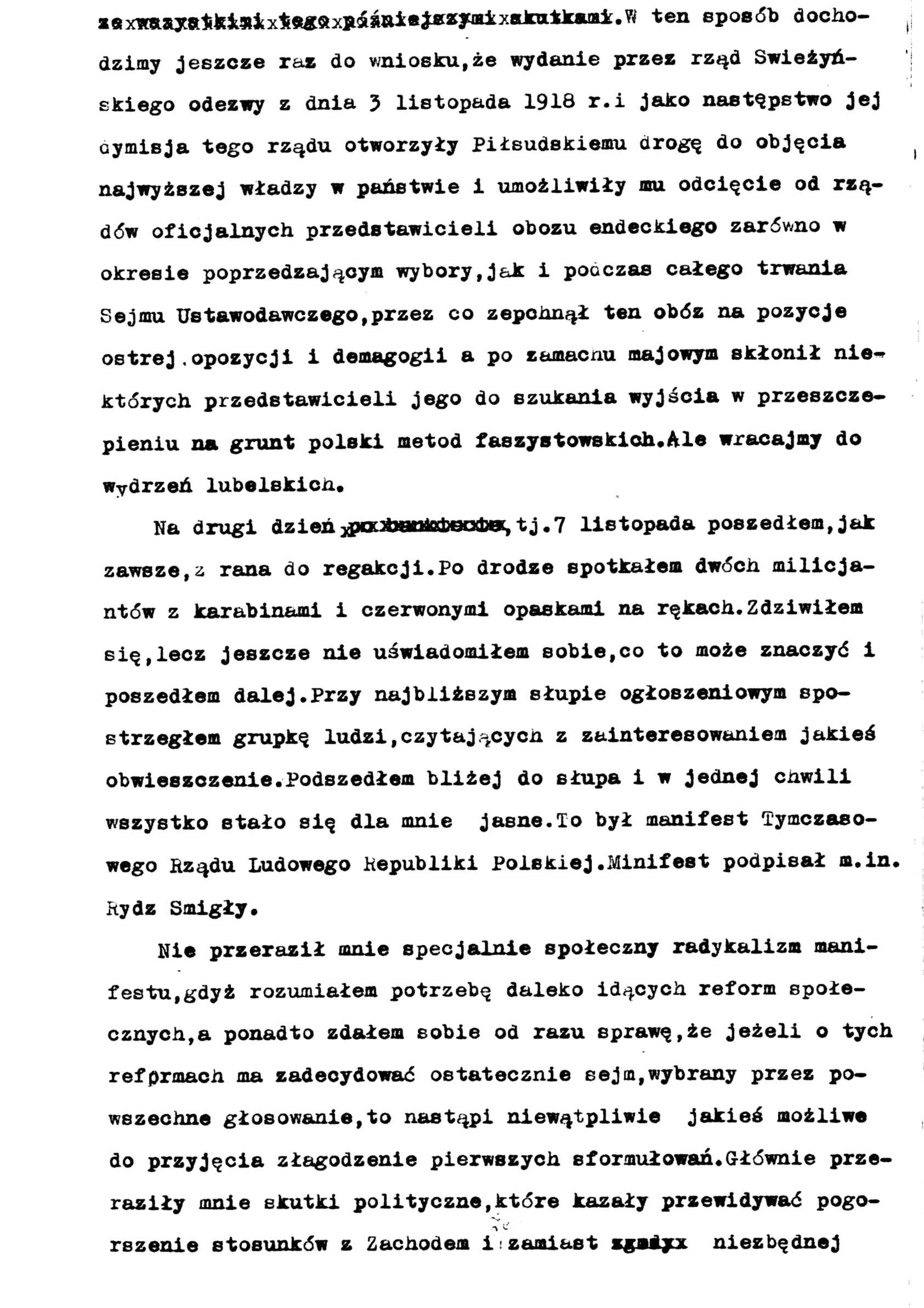 ten sposób dochodzimy jeszcze raz do wniosku,że wydanie przez rząd Swieżyńskiego odezwy z dnia 3 listopada 1918 r.