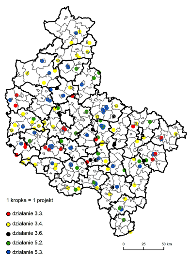 kańca wynosiła 682, 38 zł. Rozkład przestrzenny gmin pod względem wartości tego wskaźnika był rozproszony (ryc. 5). gmin zlokalizowanych w otoczeniu Kalisza.