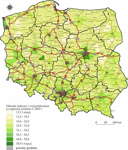 że nie ma dużych dysproporcji regionalnych, jakkolwiek są one zauważalne i dotyczą trzech elementów.