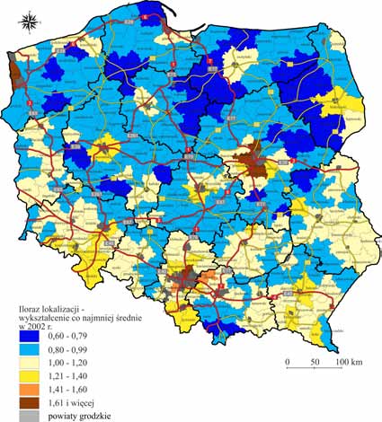 cych świadectwo ukończenia szkół zawodowych zameldowanych w miastach (w stosunku od ich ogólnej liczby) obniżył się z 55,3% do 52,9%, a mieszkających na wsi wzrósł z 44,7% do 47,1%.