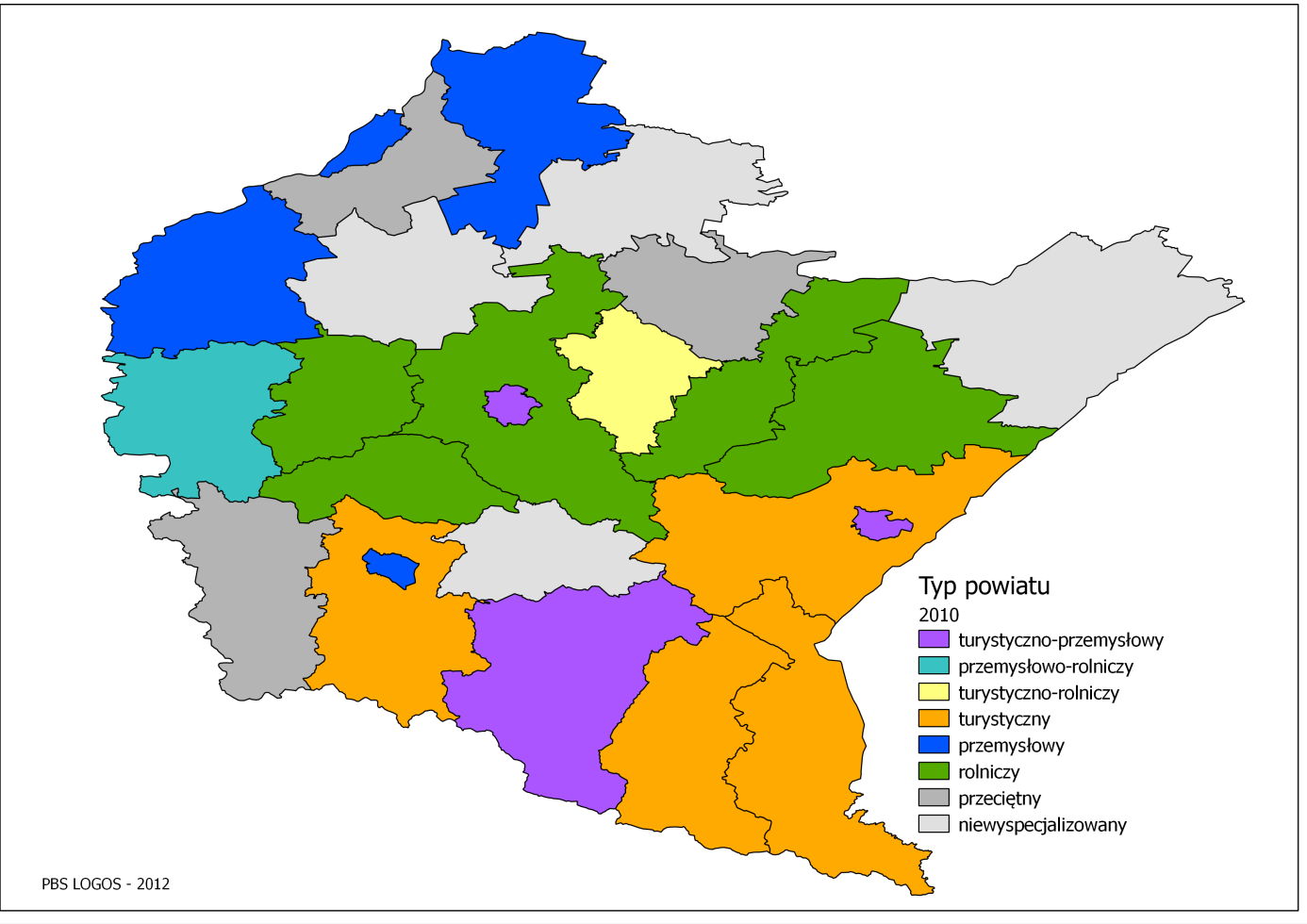 przeciętny. Należą do nich powiaty jasielski, leżajski (przeciętny poziom koncentracji we wszystkich obszarach) oraz tarnobrzeski.