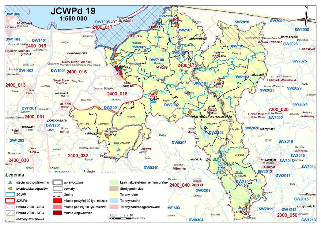 OPIS WARUNKÓW HYDROGEOLOGICZNYCH I ŚRODOWISKOWYCH Rys. 3. Elementy charakterystyki środowiskowej JCWPd nr 19.