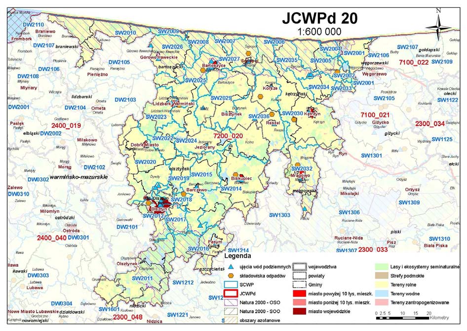 OPIS WARUNKÓW HYDROGEOLOGICZNYCH I ŚRODOWISKOWYCH Rys. 3. Elementy charakterystyki środowiskowej JCWPd nr 20.