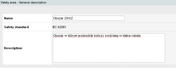 obszaru bezpieczeństwa W celu przejrzystości naszego projektu dzielimy maszynę na mniejsze obszary bezpieczeństwa dla których dokładniej