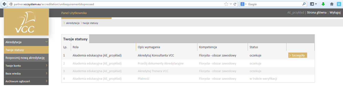 Akredytacja Konsultanta VCC 1.