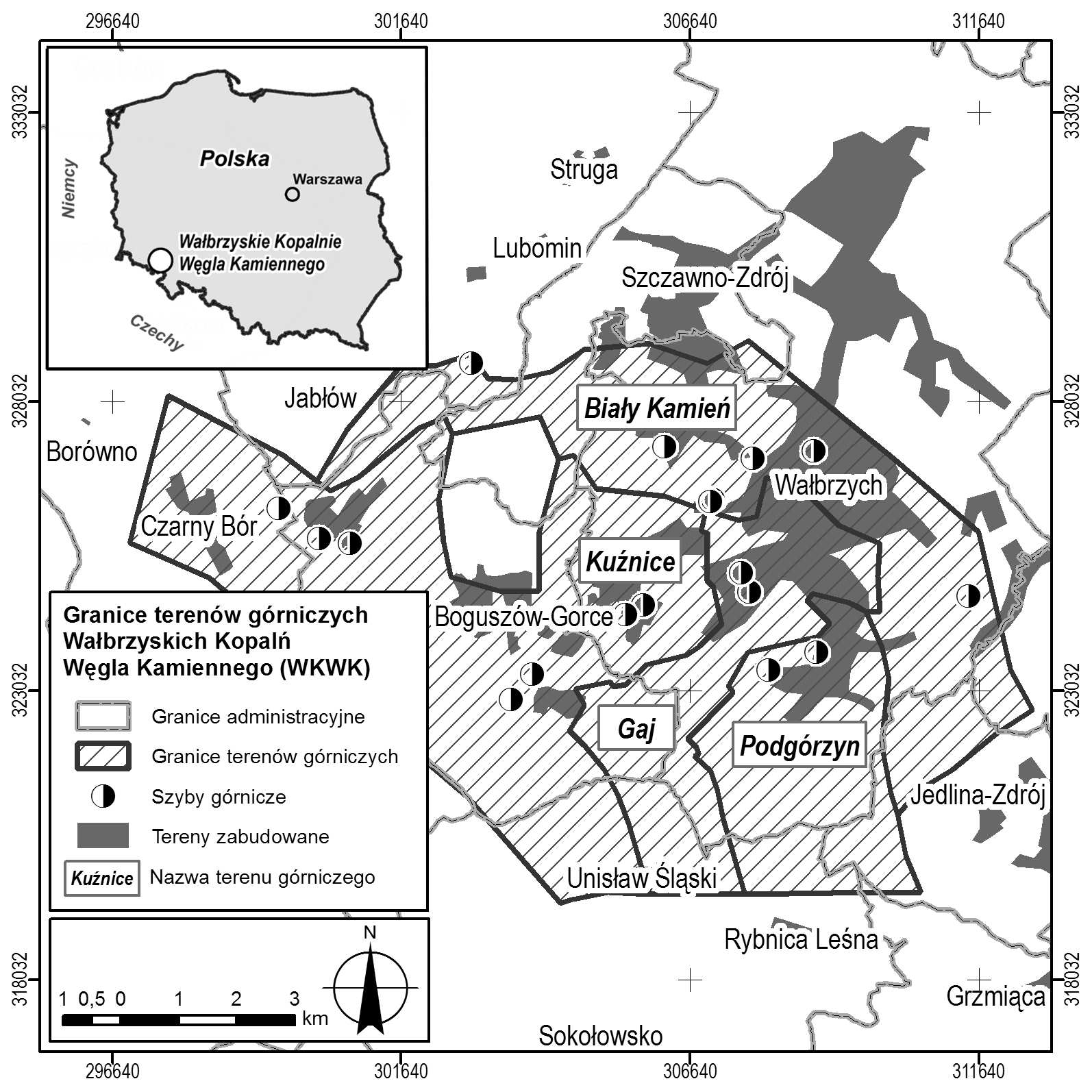 System informacji geograficznej wałbrzyskich kopalń węgla kamiennego... 19 brzyskimi białokamieńskimi i Ŝaclerskimi.