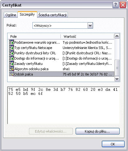 Szczegóły/Odcisk palca