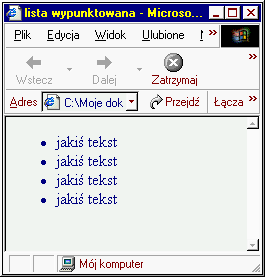 - 16-10 - Wypunktowanie - <ul> 1. Efekt wypunktowania uzyskamy wpisując w kodzie strony znacznik <UL>, który będzie początkiem listy.