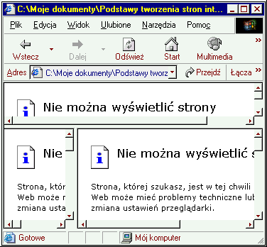 - 33 - Ć w i c z e n i e 2 1 Utwórz w NOTATNIKU nową stronę z ramkami i analogicznie jak w powyższym przykładzie podziel ją ale na dwa wiersze, Wykorzystaj strony z ćwiczenia nr 20, Zapisz stronę pod