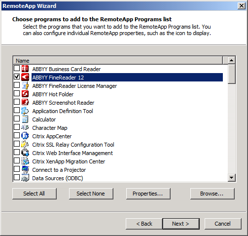 Konfiguracja systemu Citrix XenApp W systemie Citrix XenApp użyj opcji Installed application (Zainstalowana aplikacja) i opcji Accessed from a server (Z dostępem z serwera).