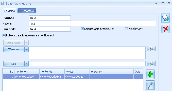 Rys. Przykładowy schemat dla raportów kasowych/bankowych 3.5.