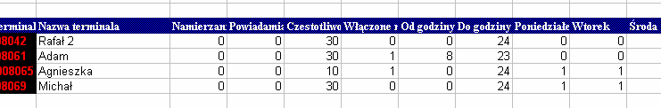 import/export ustawień Formularz umożliwia import/eksport ustawień namierzania terminali dla danego administratora.