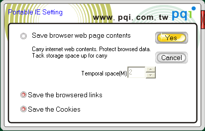 Select portable E-Mail client program Za pomocą tej opcji zmienisz klienta poczty Portable IE Browser setting