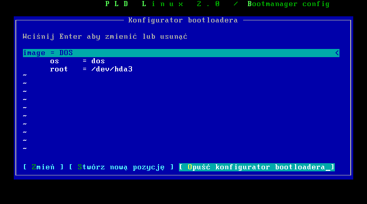 Rozdział 4. Instalacja systemu Rysunek 4-17. Konfiguracja wpisu Jak widać na powyższym przykładzie, musimy wpisać etykietę - czyli nazwę jaka będzie nam się wyświetlała przy starcie komputera.