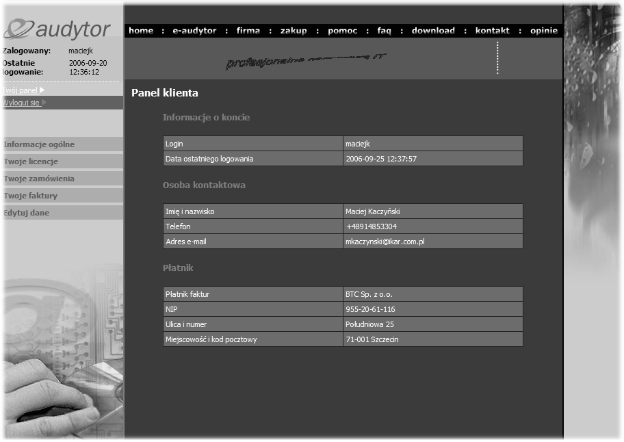 Interface komponentów 113 Server. Zakończenie pracy e-servera może potrwać nawet kilka minut. Przycisk Zamknij Okno ukrywa interfejs e-servera do ikony w zasobniku systemowym. 6.