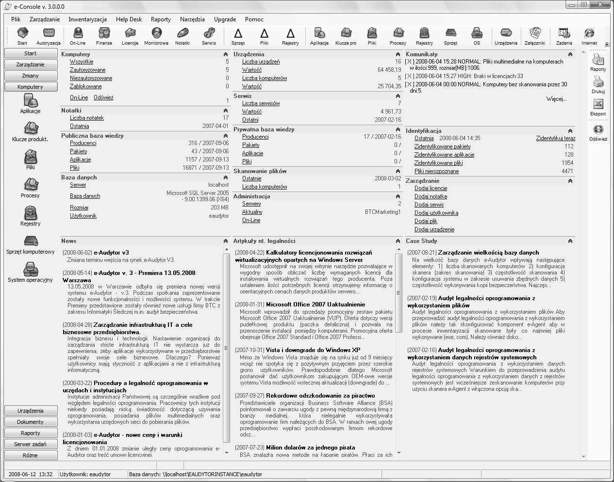 Interface komponentów Interface komponentów Interface komponentów systemu e-audytor v3 Rozdział ten przedstawia szczegółowy opis GUI (graficznych interfejsów użytkownika) programów e-console, e-agent