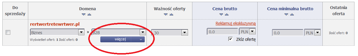 Zawartość informacyjna listy dla kategorii Wystawione i Z ofertami jest identyczna i została opisana poniżej.