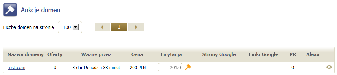 Po wybraniu kategorii, zostaniesz przeniesiony na ekran, podzielony na dwie części: górna: Rysunek 4-41 Okno wyszukiwania domen z Giełdy dolna: Rysunek 4-42 Lista domen w danej kategorii Na liście