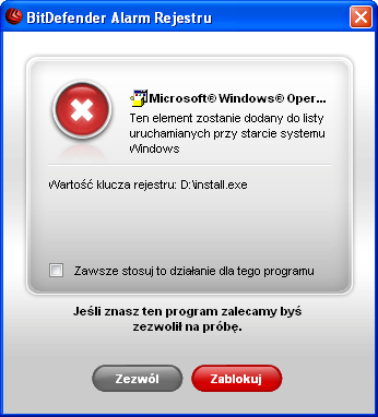 Możesz powstrzymać tę modyfikację przez kliknięcie Nie lub możesz zezwolić na nią przez kliknięcie Tak.