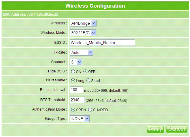 1.Wireless Wybierz AP/Bridge lub WDS w zależności w jakim trybie chcesz aby pracował MT4205 2.Wireless Mode To pole wskazuje w jakim standardzie jest realizowana łączność bezprzewodowa. Tryb 802.