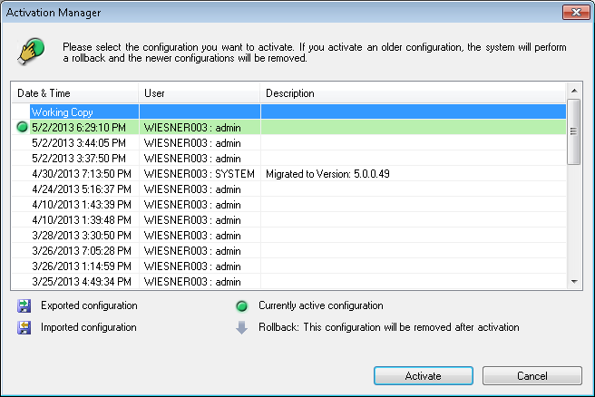 148 pl Globalne okna systemu Configuration Client Bosch Video Management System Uaktywnij Kliknąć, aby wyświetlić okno dialogowe Uaktywnij konfigurację. 22.