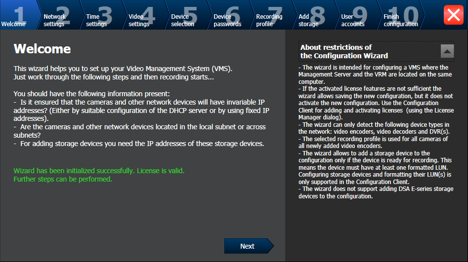 46 pl Rozpoczęcie pracy Bosch Video Management System Strona Welcome Jeśli nawiązanie połączenia z serwerem Management Server jest niemożliwe, wyświetlany jest odpowiedni komunikat o błędzie.