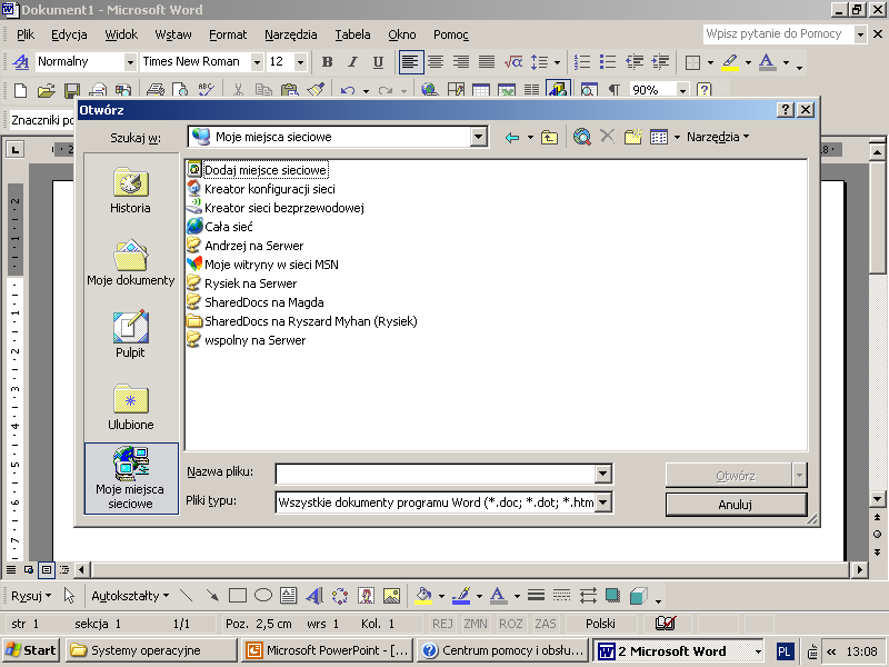 Dostęp do zasobów sieci Windows zapewnia też dostęp do otoczenia sieciowego z poziomu